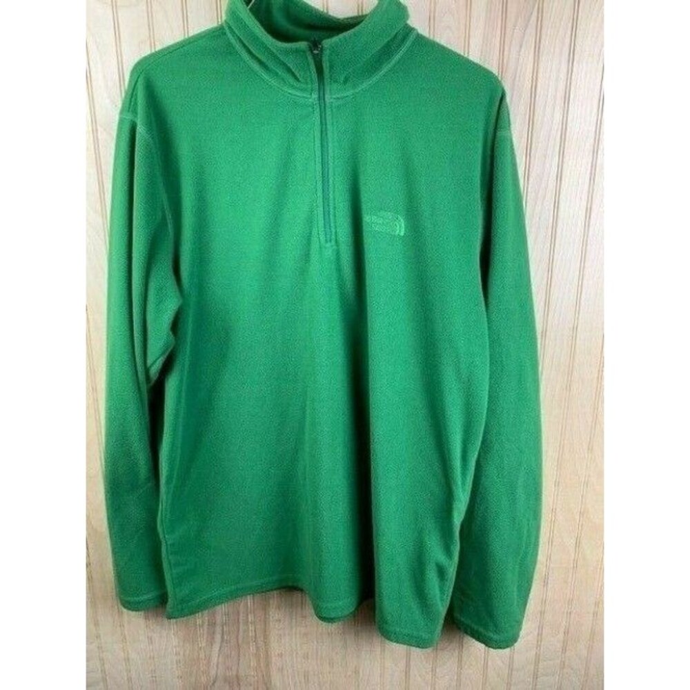 North Face Mens Size Medium Green Fleece Long Sleeve 1/4 Zip